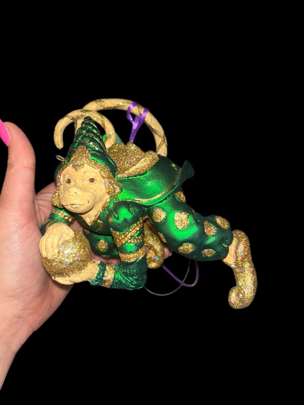 Vintage Mark Robert’s Green and Gold Fantasy Monkey Ornament